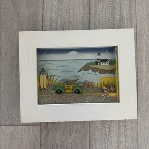 Coastal Scene Framed Wall Art in White